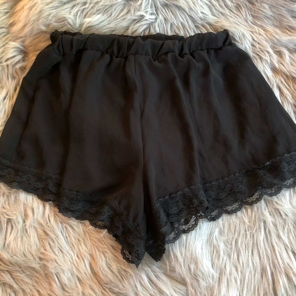 Black high waste lace shorts